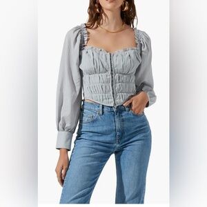 ASTR The Label Amber Puff Sleeve Smocked Blouse